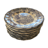 Set of 12 FLAT PLATES BP with blue country décor