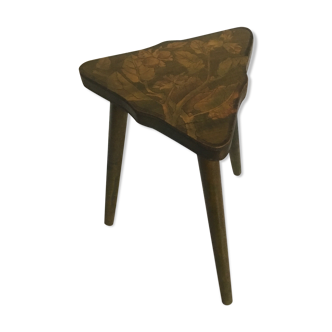Tabouret décor champêtre noisetiers, école de Nancy époque majorelle, gallé