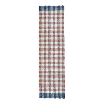 Tapis de couloir 85x325 cm, bleu terracota, tapis fait main, fabriqué en laine.