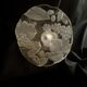 Fruit bowl, made of glass, with frosted decoration and base, luminous.