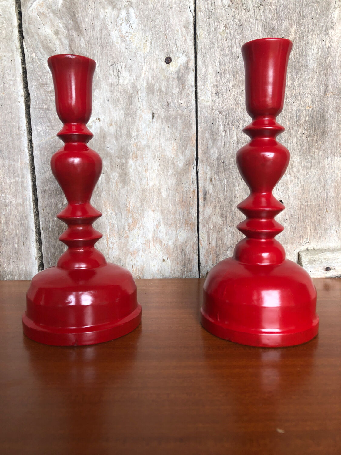 Old candle holders le bon marché turned wood