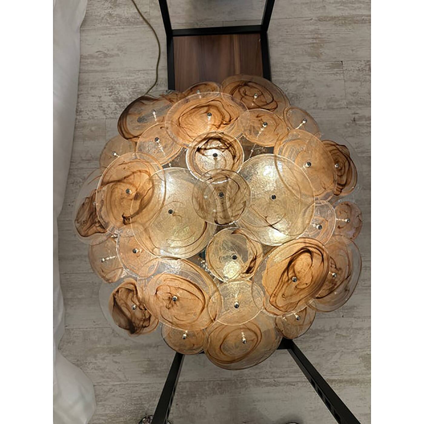 Contemporary Venied-Brown Disks Flush Mount