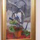 Original Swedish oil on canvas – “Winter Cyclamen” by Majken Bergvin (1922–2012) – 1965 – vintage & framed – 62 × 43 cm