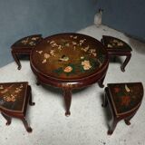 Antique Japanese coffee table with stools