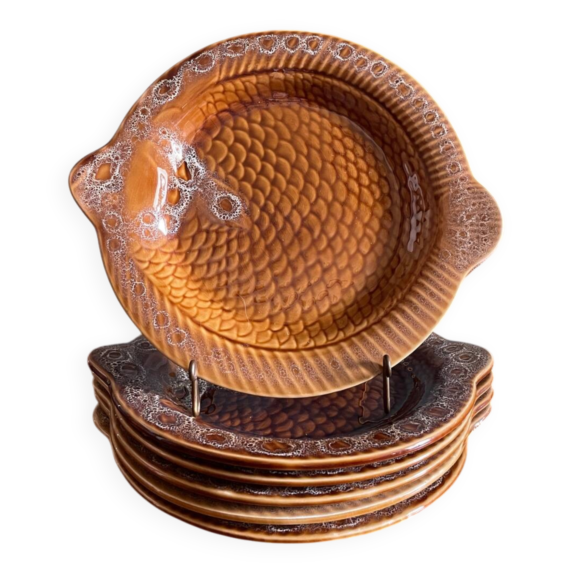 6 fish plates Sarreguemines
