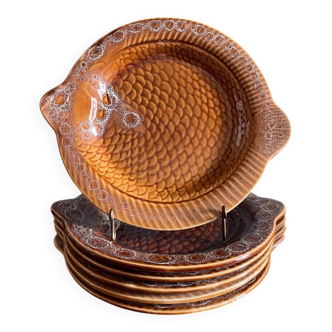 6 fish plates Sarreguemines