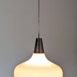 Water drop pendant light Space age in white opaline, France circa 1970.