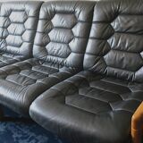 Danish 4-seater sofa with leather upholstery 244 cm, 1960s