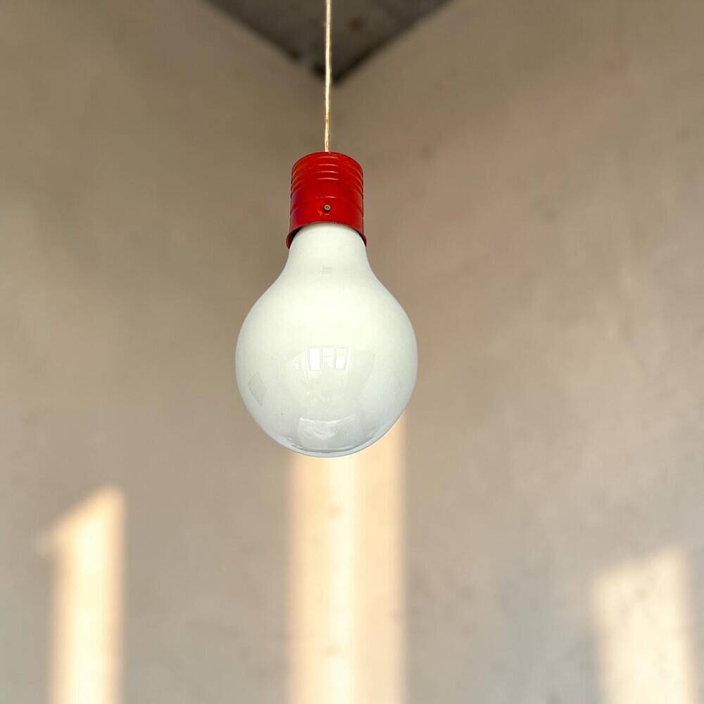 Giant 1970s Edison bulb glass hanging lamp