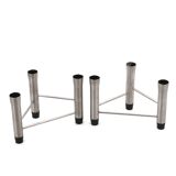 Pair of brushed steel tripod candlesticks, 1970s