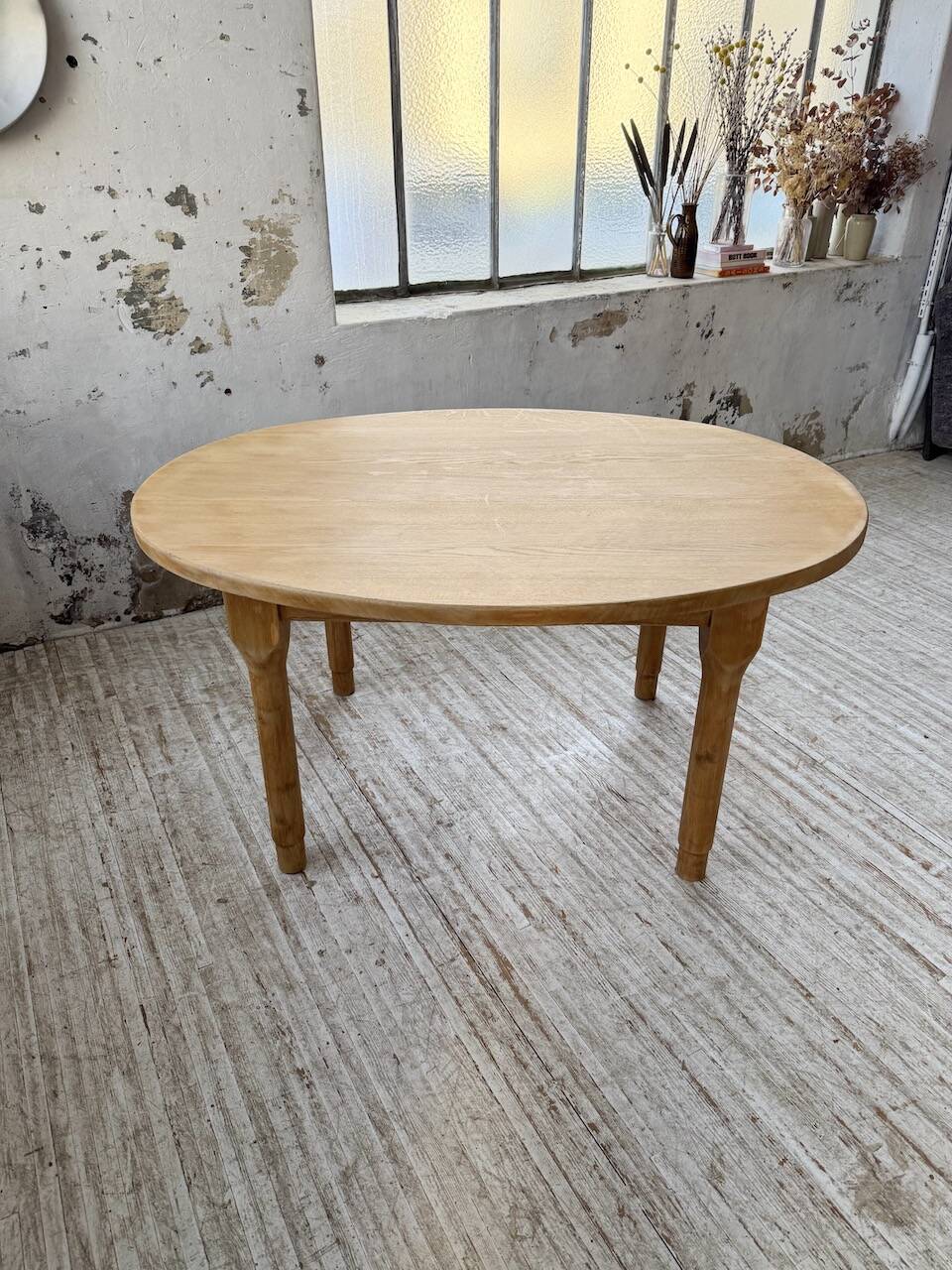 Oval farmhouse table oak 1960