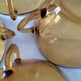4 cups and saucers VERECO amber
