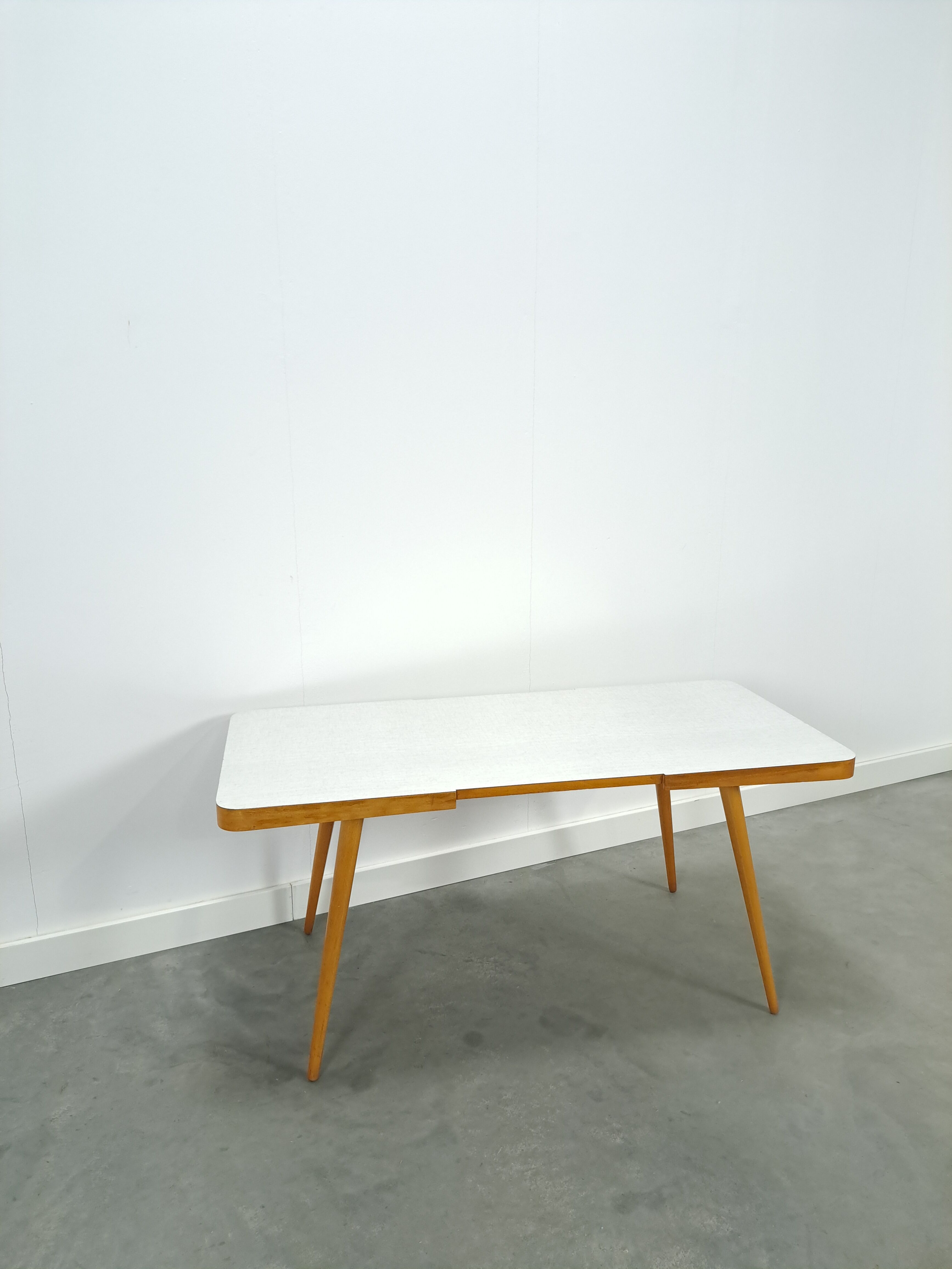 Coffee table vintage with white grey formica top