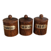 Wooden spice jars