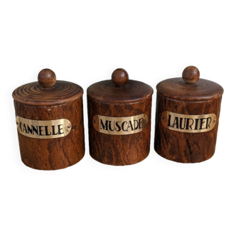 Wooden spice jars