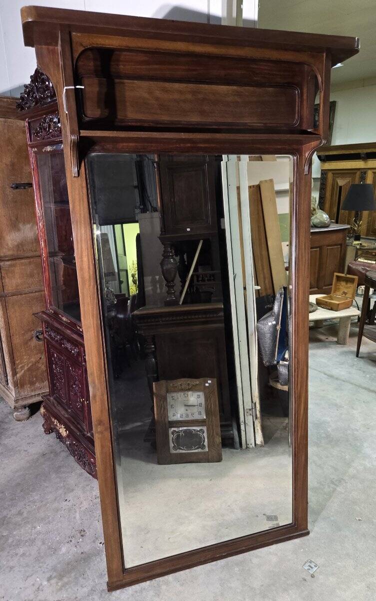 Very large trumeau mirror from the Art Nouveau period in mahogany / h 196cm