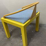 Postmodern Memphis chair in yellow and blue, Michele de Luchi style