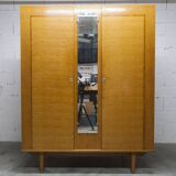 1970 Scandinavian wardrobe with shelves and mirror, 21x126, 2 doors.