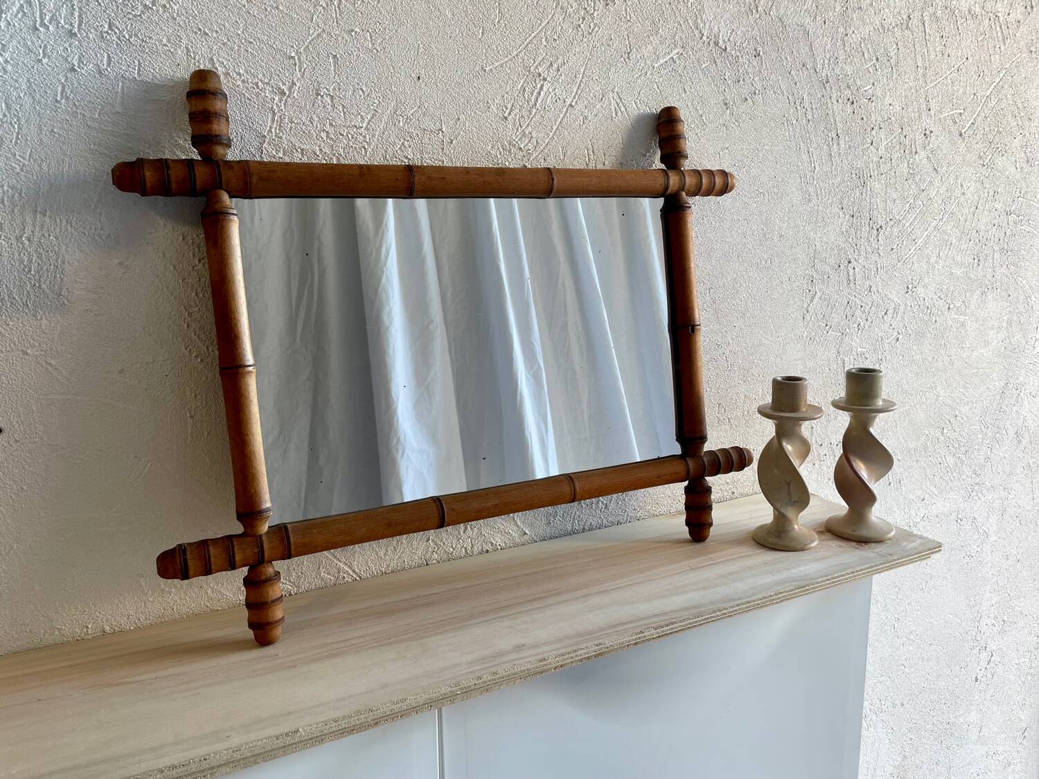 Miroir années 30 style bambou en bois
