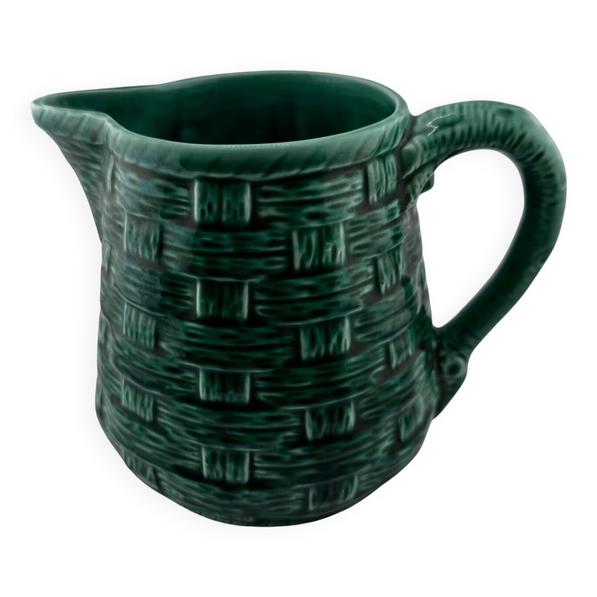 Vintage Pitcher Digoin & Sarreguemines France – Glazed Green Ceramic