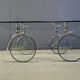 Glass coffee table with wheels, 1980s