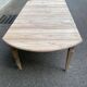 Renovated square extendable dining table in raw solid cherry wood, Louis XVI style.