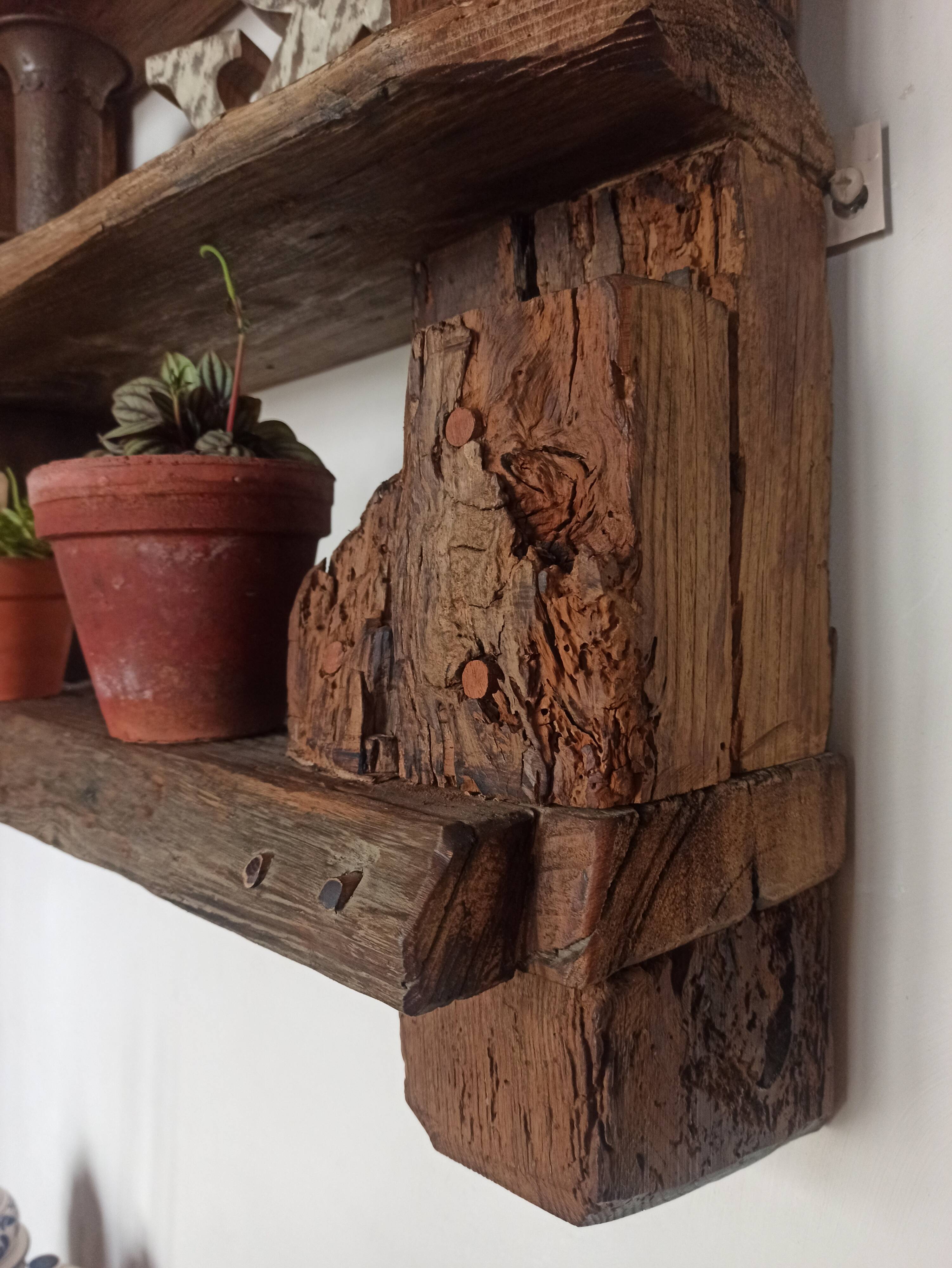 Solid wood wall shelf