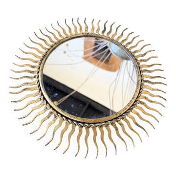 Miroir soleil or patiné XS