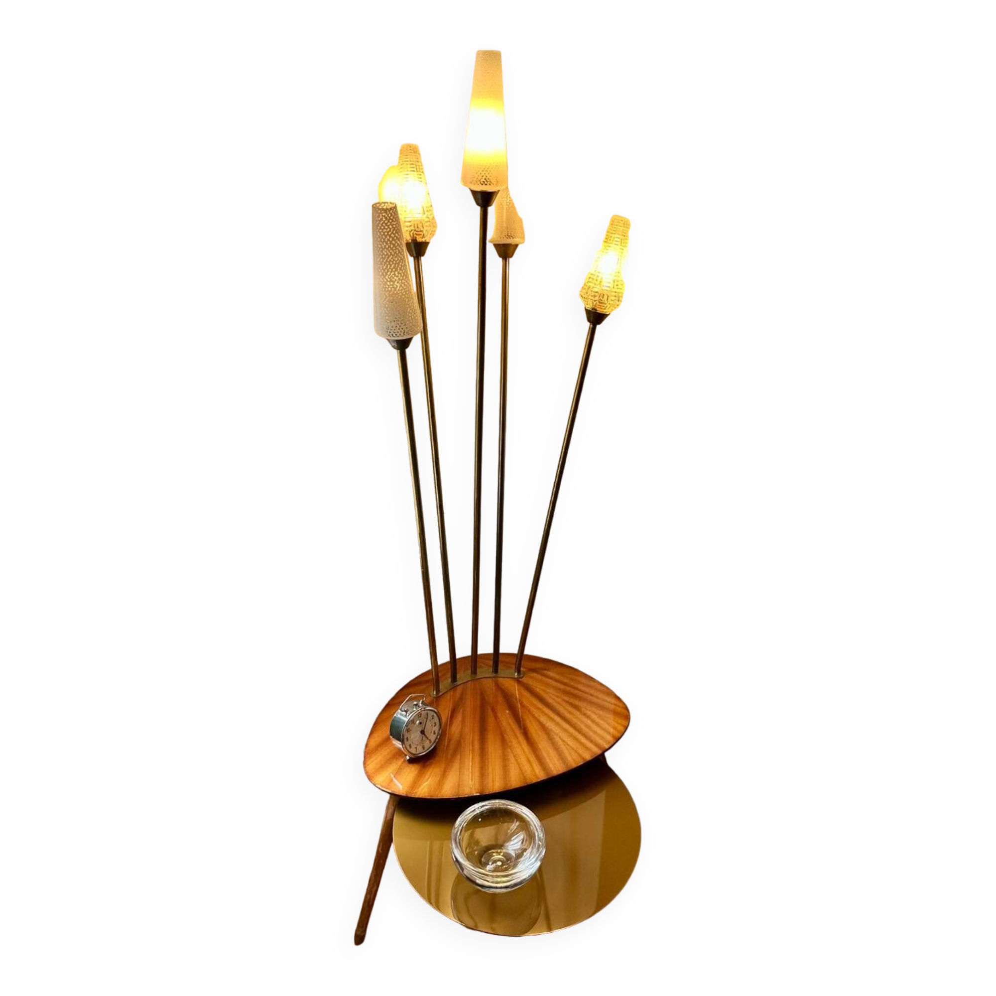 Vintage floor lamp with wooden shelf 50'