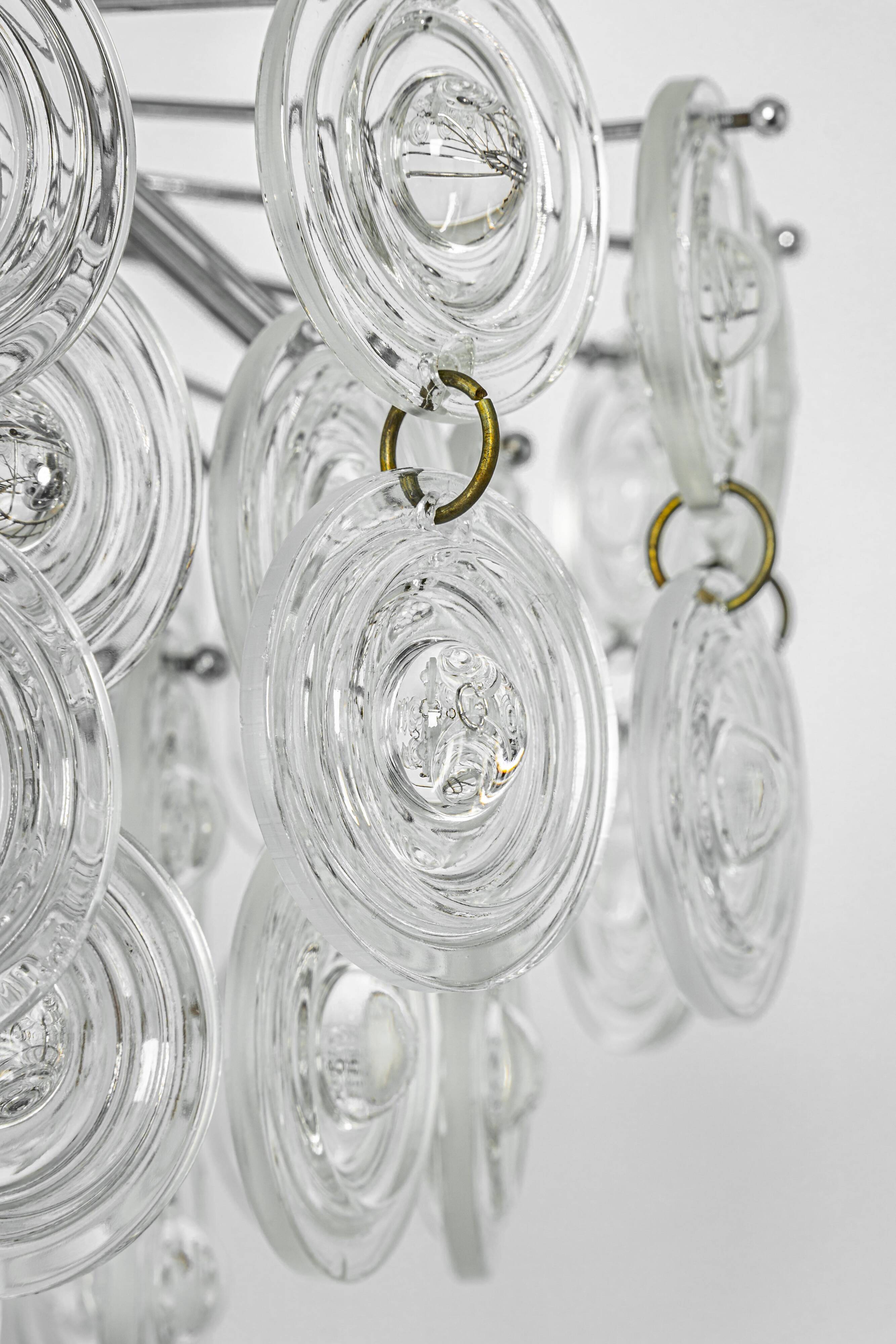 Small sparkling pendant light, chrome and crystal glass by Kinkeldey, Germany, 1970.