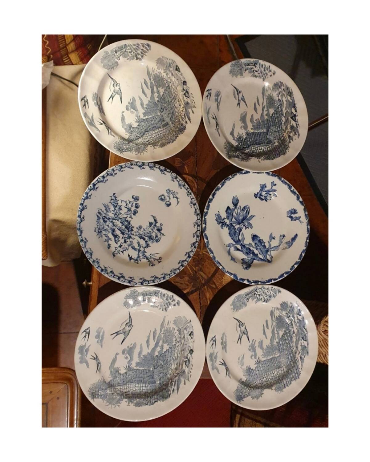 Set de 6 assiettes 4 Longchamp et 2 de Gien