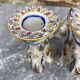 Pair of dragon candlesticks in Desvres earthenware, Rouen