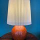 Art Deco HAK Herman Kähler Pottery Lamp, c.1930s Orange Globe with Brass Details