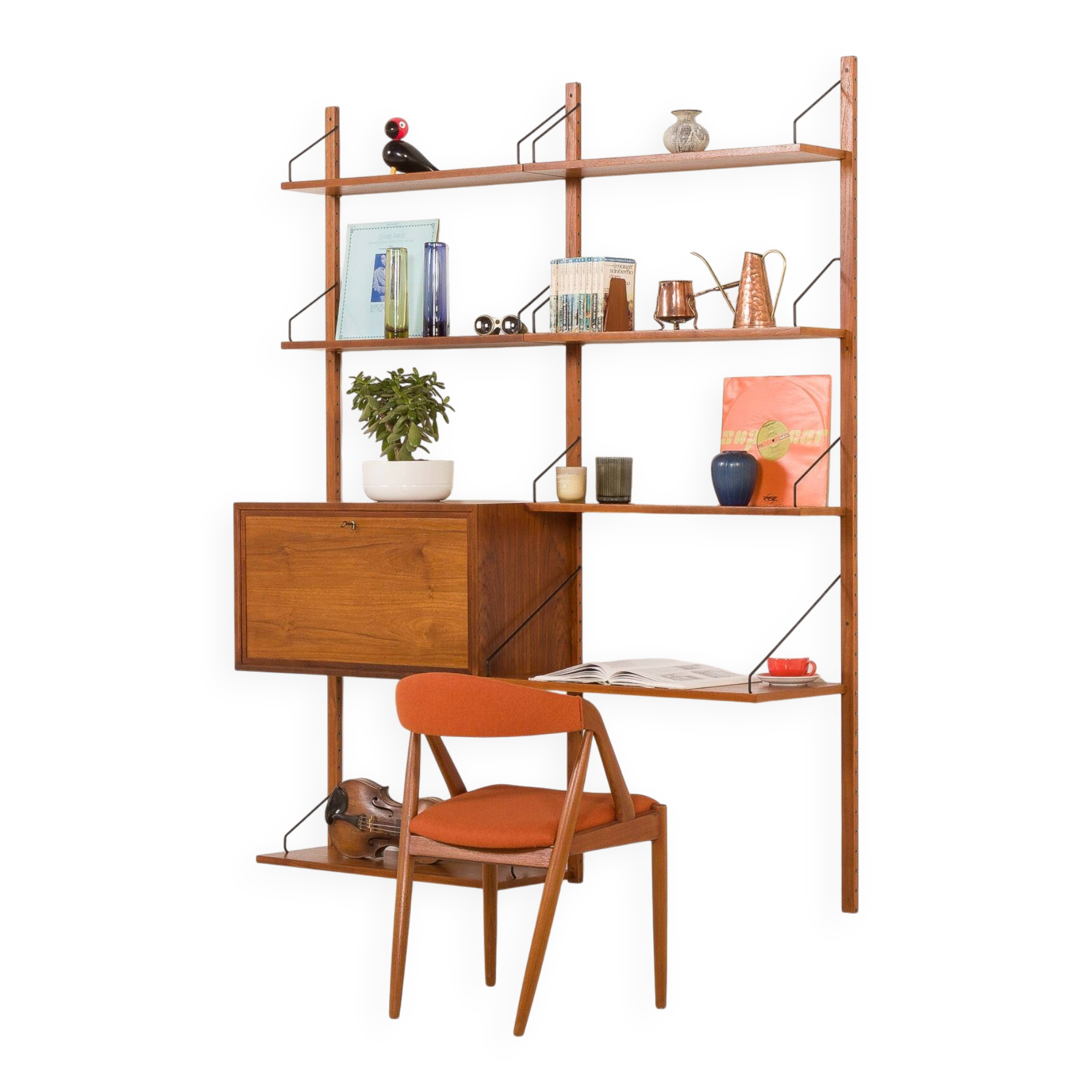 Poul Cadovius wall unit with a bureau and a desk shelf for Cado, 1960s