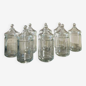 8 apothecary jars