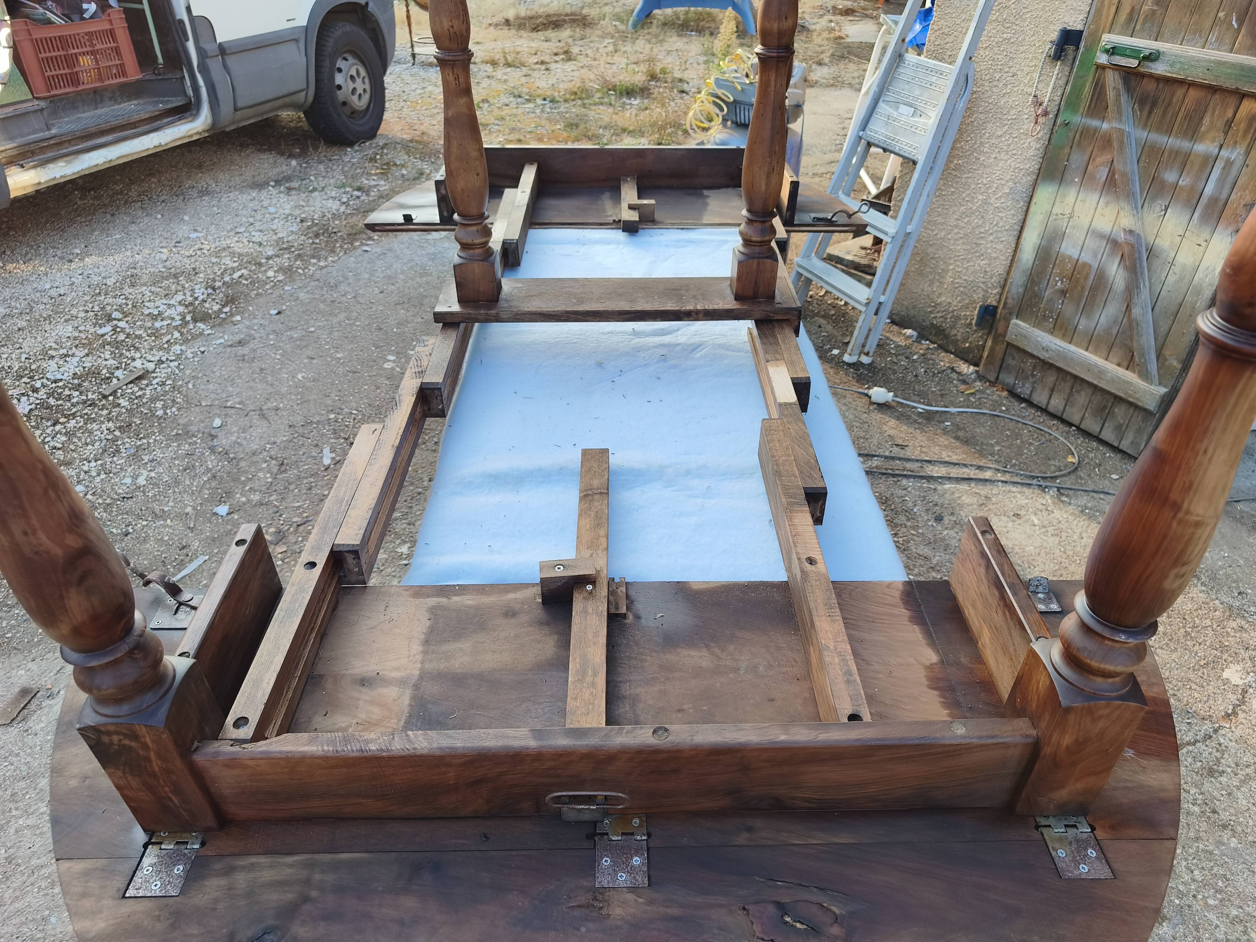 19th-century walnut drop-leaf table.