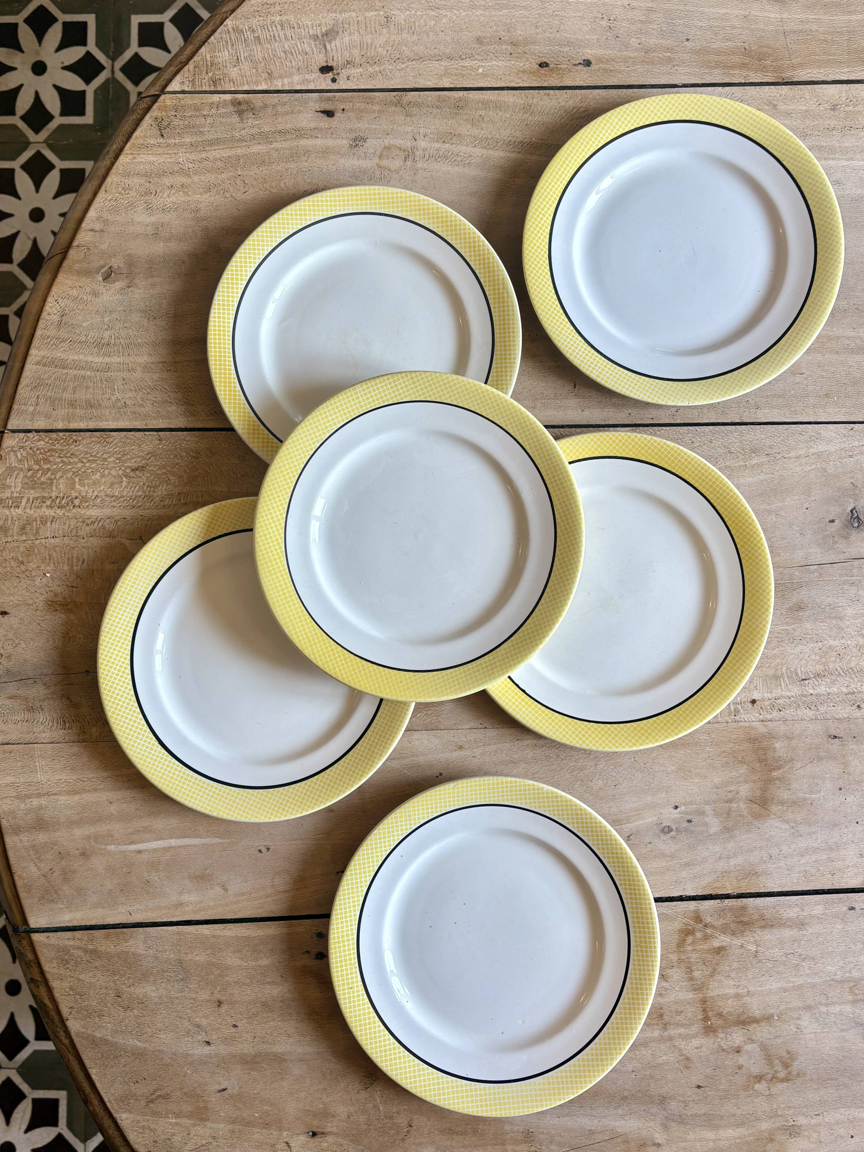 Set of 6 vintage dessert plates, Menton model by Salins