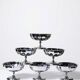 6 vintage bistro-style stainless steel dessert bowls on stands