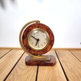 Alarm clock Bayard 1950 walnut and brass