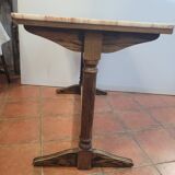 Bistro table oak base over marble
