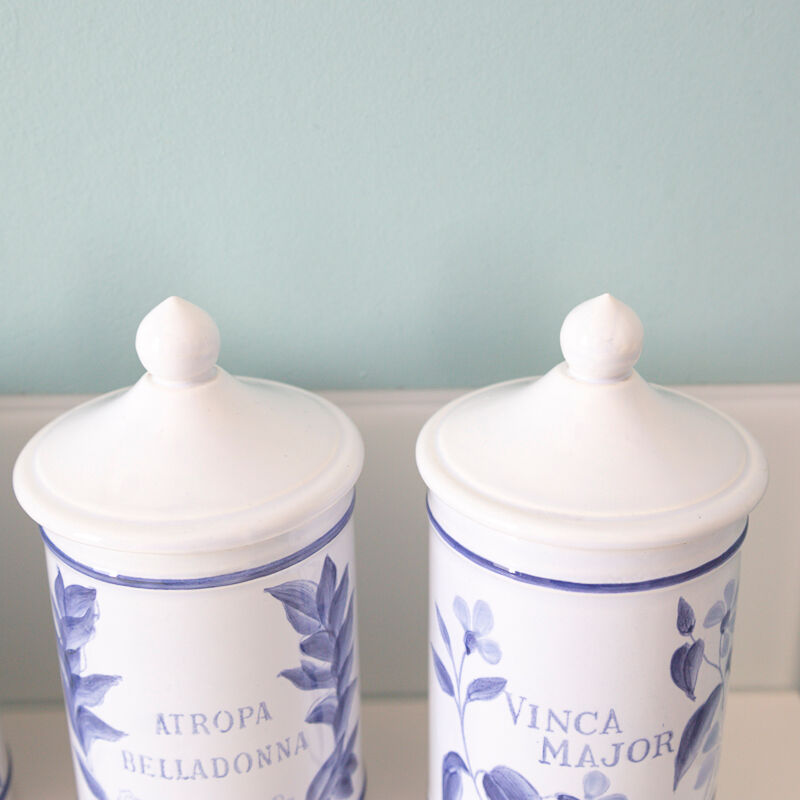 5 pots ceramic pharmacy ceramic earthenware of Longchamp