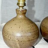 Pair of vintage Vallauris pyrite sandstone ball lamps 1960-70