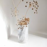 Cylindrical marble vase
