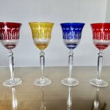 Set of 4 colored crystal wine glasses