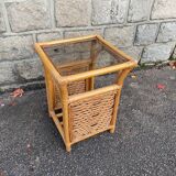 Square bamboo and rattan side table