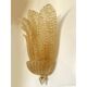 Set of Four Venetian Gold Graniglia “Leaf” Murano Glass Wall Sconcess