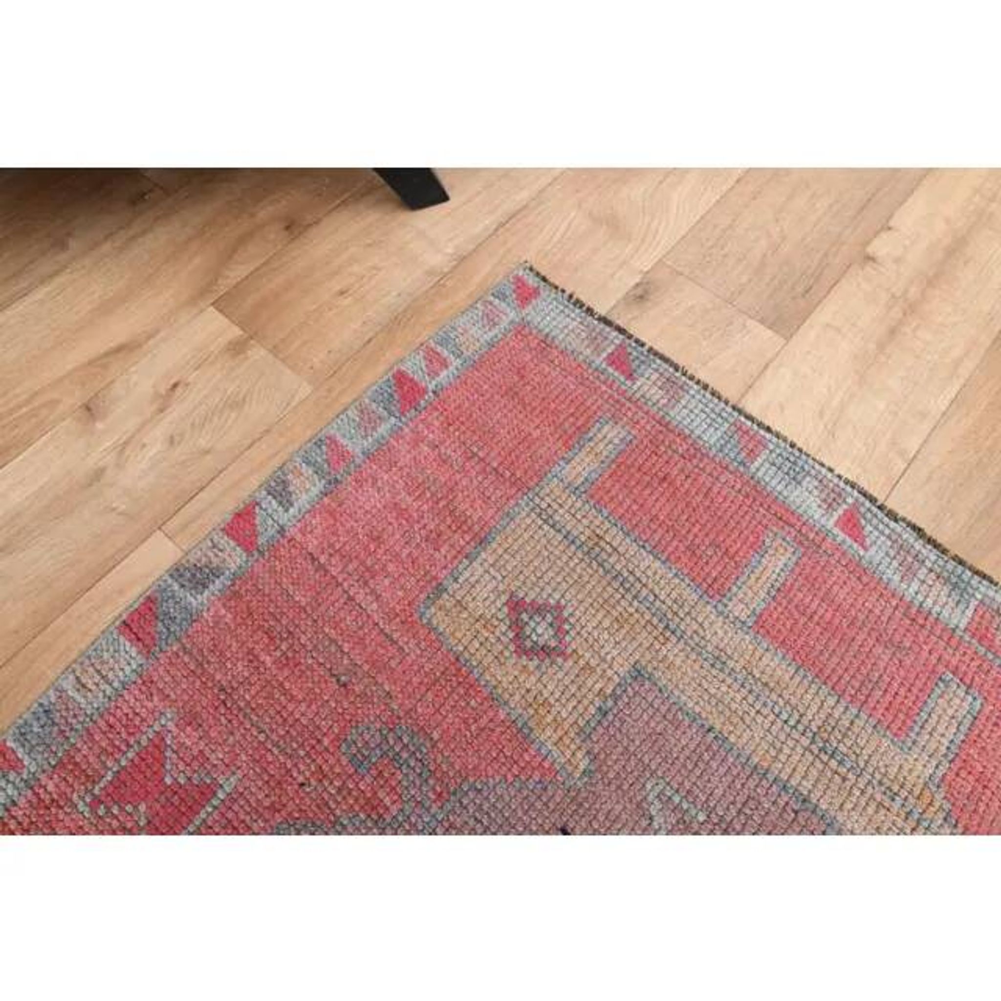 1970s Turkish Oushak Handmade Wool Cotton Red Area Rug 90x343
