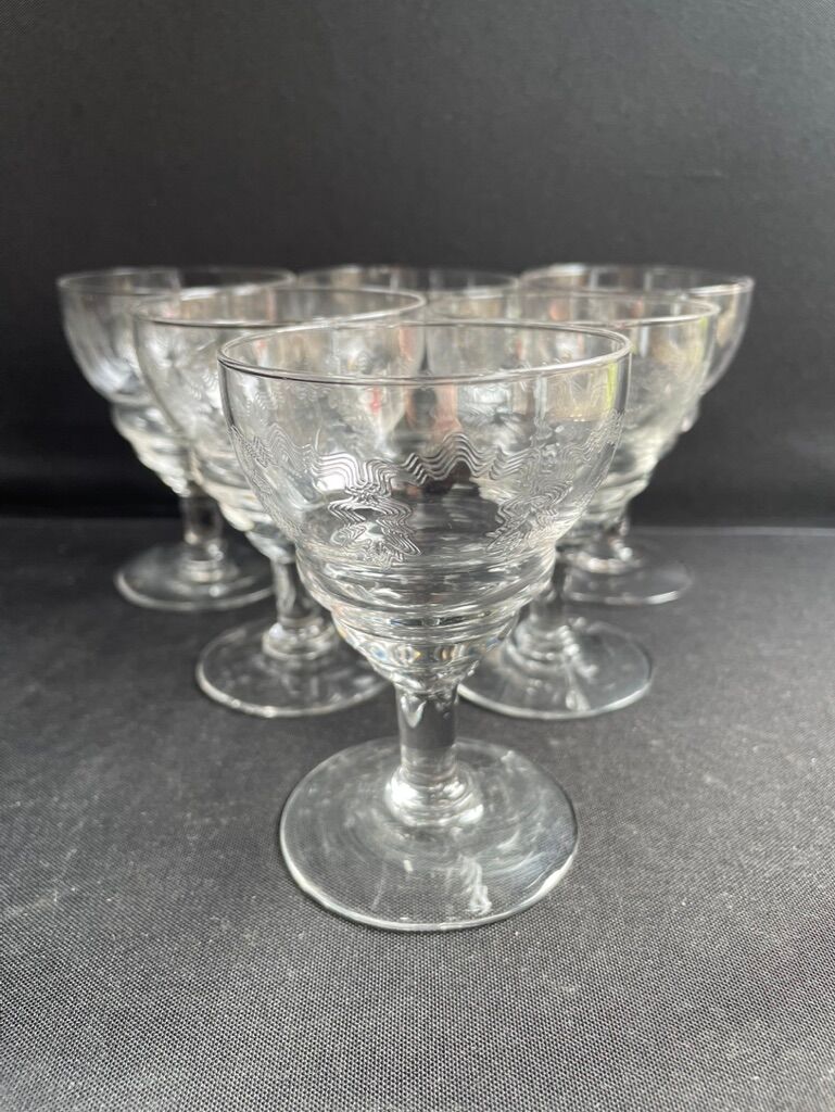 6 Port glasses – Guilloche crystal