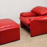 Maralunga armchair and ottoman by Vico Magistretti for Cassina