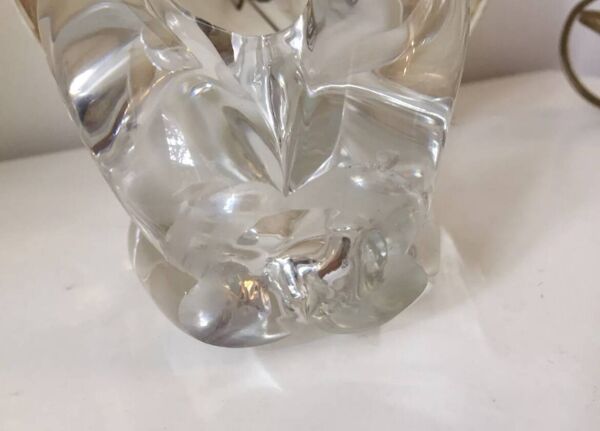 Pied de lampe en cristal Schneider 1960 Vintage